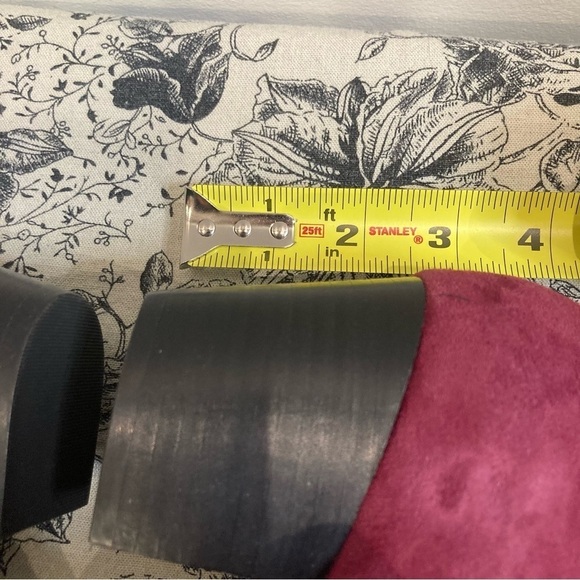 IMNYC  Sz 7.5 Isaac Mizrahi Suede w/ Gold Accent Stacked Heel Frances Booties - Picture 6 of 14